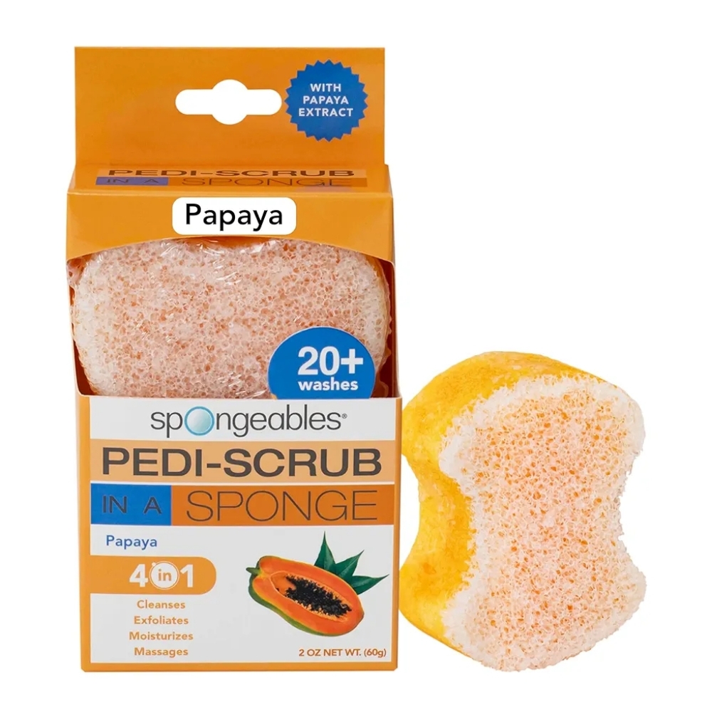 Spongeables Women's Pedi Scrub Foot Exfoliating Wash Sponge in Papaya